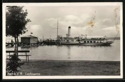 AK Hagnau a. B., Landungssteg, Dampfschiff