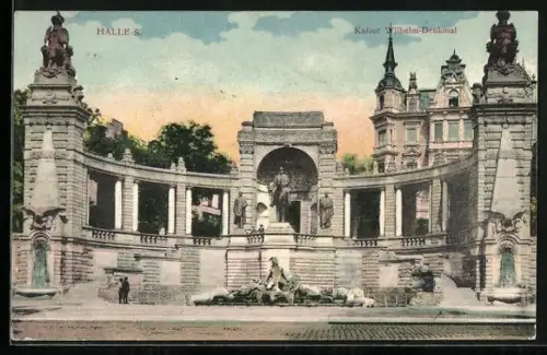 AK Halle S., Kaiser Wilhelm-Denkmal