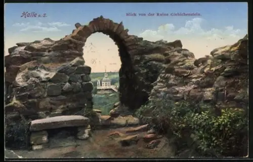 AK Halle a. S., Blick von der Ruine Giebichenstein