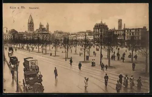 AK Köln a. Rh., Neumarkt, mit Eiswagen