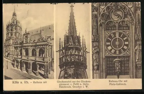 AK Köln a. Rh., Rathaus mit Glockenspiel und Rathaus-Uhr