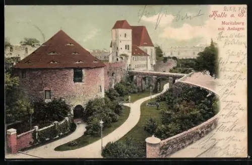 AK Halle a. S., Moritzburg mit Anlagen