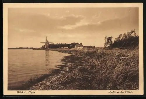 AK Wiek a. Rügen, Partie an der Mühle