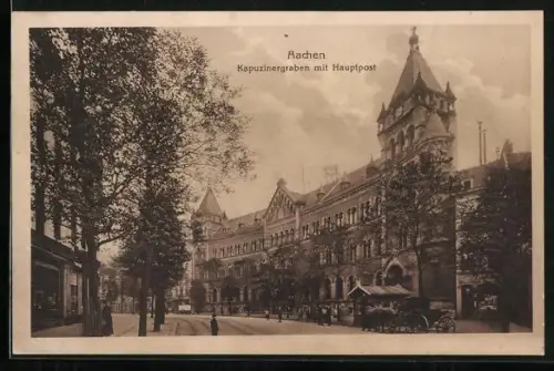 AK Aachen, Kapuzinergraben mit Hauptpost