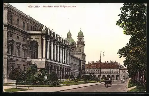 AK München, Residenz vom Hofgarten aus