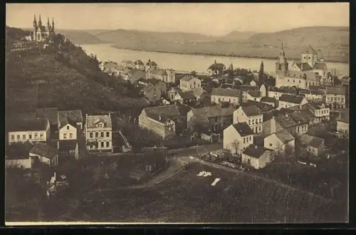 AK Remagen, Gesamtansicht mit Apollinariskirche und Rhein