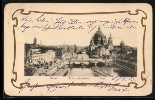AK Berlin, Börse, Friedrichbrücke, Dom