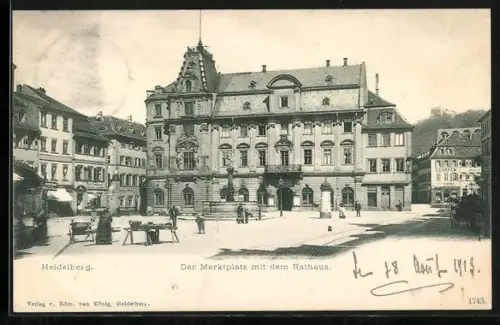 AK Heidelberg / Neckar, Marktplatz mit Rathaus