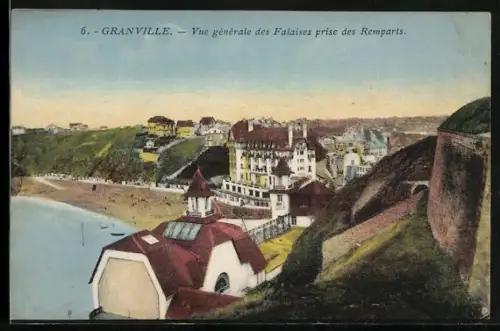 AK Granville, Vue générale des Falaises prise des Remparts