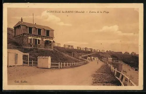 AK Donville les Bains /Manche, Entrée de la Plage