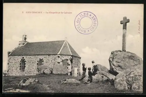 AK Chausey, La Chapelle et le Calvaire