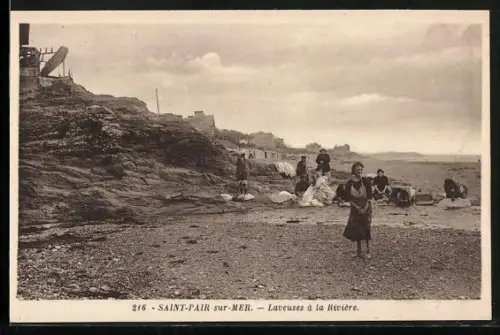AK Saint-Pair-sur-Mer, Laveuses à la Rivière