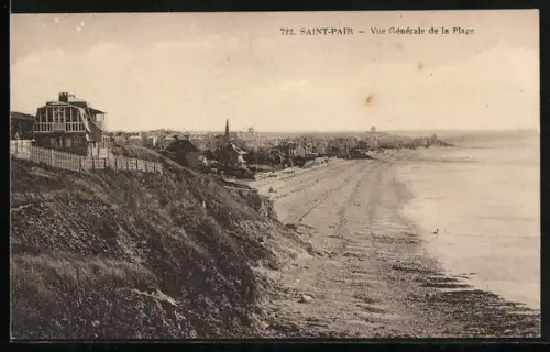 AK Saint-Pair, Vue générale de la Plage