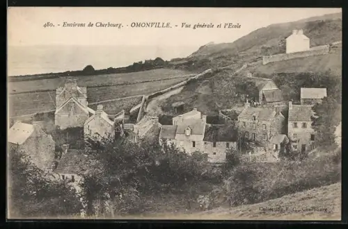 AK Omonville, Vue générale et l`École