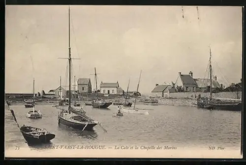 AK Saint-Vaast-la-Hougue, La Cale et la Chapelle des Marins