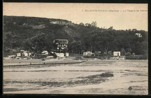 AK St-Jean-le-Thomas /Manche, La Plage et les Cabines