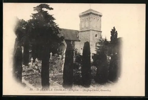 AK St-Jean-le-Thomas, L`Église et le cimetière entouré d`arbres