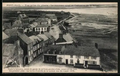 AK Port-Bail, Vue prise du phare, Le nouveau quai et l`estuaire de la Gerze
