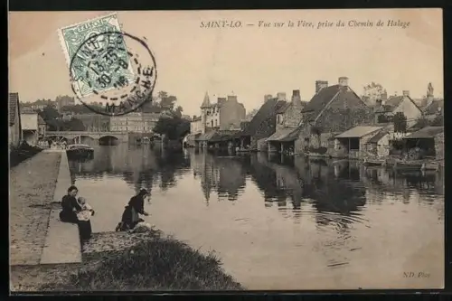 AK Saint-Lo, Vue sur la Vire, prise du Chemin de Halage