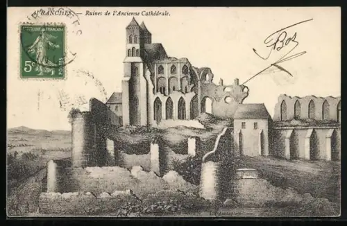 AK Avranches, Ruines de l`Ancienne Cathédrale