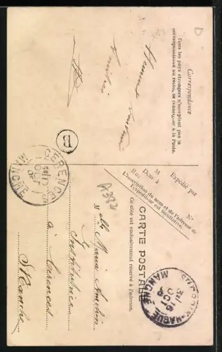 AK Gréville, La statue du peintre Millet devant une maison en pierre