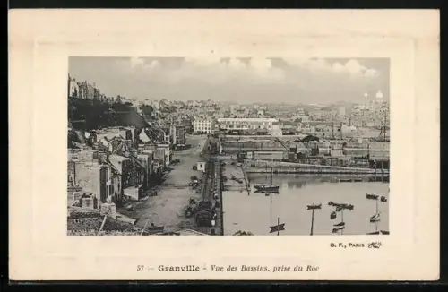 AK Granville, Vue des Bassins prise du Roc