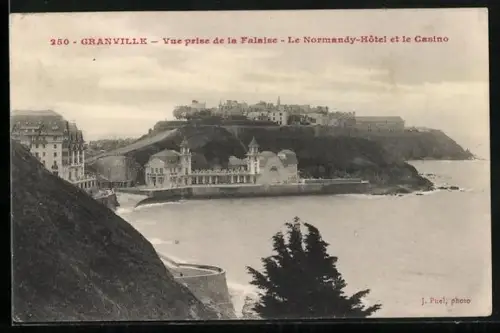 AK Granville, Vue prise de la Falaise, Le Normandy-Hôtel et le Casino