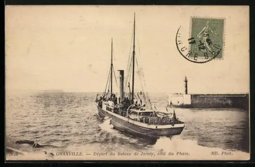 AK Granville, Départ du Bateau de Jersey, côté du Phare