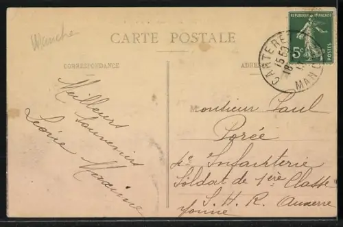 AK Carteret, Ruines de la vieille Église avec vue sur la mer