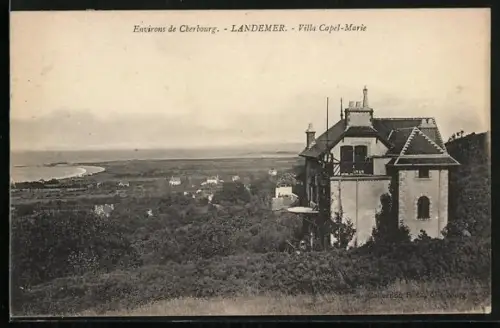 AK Landemer, Villa Capel-Marie avec vue sur la côte et la campagne environnante