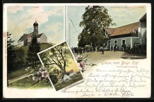 AK Hohenpeissenberg, Veranda v. Gasthof Geitner, Marienlinde, Total