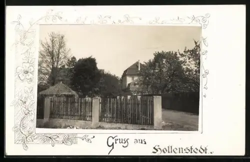 AK Hollenstedt / Leinetal, Strassenpartie mit Bäumen, Passepartout