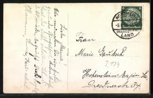 AK Hollenstedt / Leinetal, Uferpartie mit Wohnhaus, Passepartout