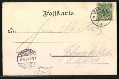 Passepartout-Lithographie Solingen, Burg und Riesenbrücke mit Burger Bretzel