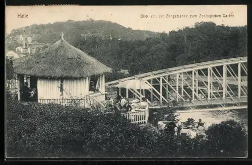 AK Halle / Saale, Blick vom Gasthaus Bergschänke zum Zoologischen Garten