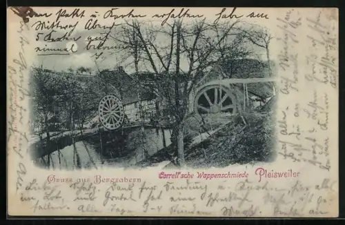 Mondschein-AK Bergzabern, Correll`sche Wappenschmiede Pleisweiler