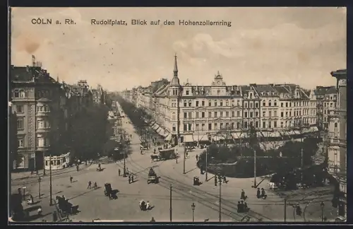 AK Köln a. Rh., Rudolfplatz, Blick auf den Hohenzollernring