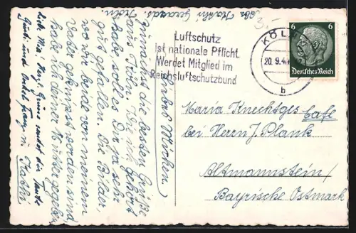 AK Köln a. Rh., Nachtaufnahme mit Ufa-Palast und Ringhof