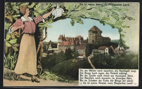 AK Solingen a. d. Wupper, Schloss Burg, Bergisches Land, Burgansicht