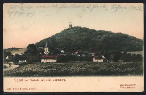 AK Collm / Wermsdorf, Ortsansicht mit Collmberg