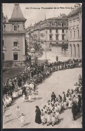 AK Fribourg, Procession de la Fête-Dieu