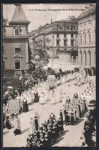 AK Fribourg, Procession de la Fête-Dieu