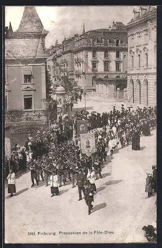 AK Fribourg, Procession de la Fête-Dieu