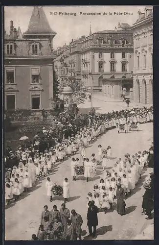 AK Fribourg, Procession de la Fête-Dieu