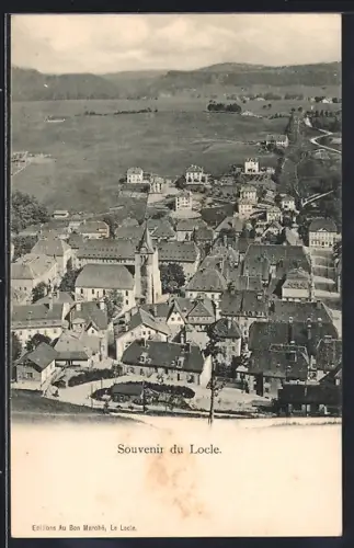 AK Locle, Teilansicht mit Kirche
