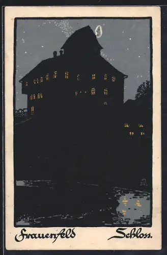 Künstler-AK Frauenfeld, Schloss bei Nacht