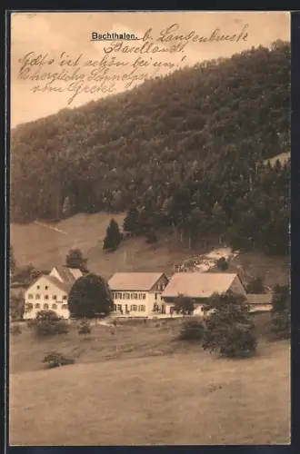 AK Bachthalen, Blick auf den Ort mit Hang