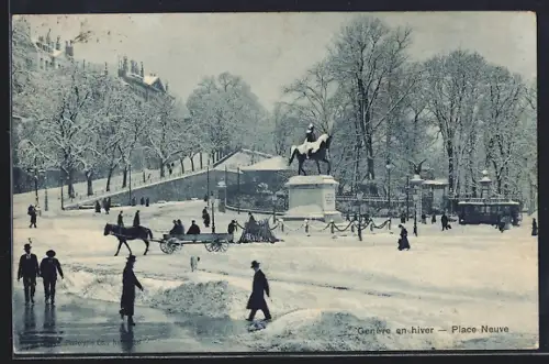 AK Genève, Place Neuve en hiver