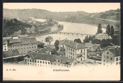 AK Schaffhausen, Teilansicht mit Brücke