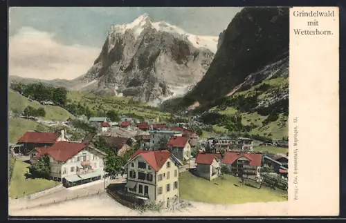 AK Grindelwald, Teilansicht mit Wetterhorn